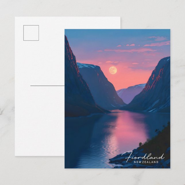Nacht in Fiordland Neuseeland Postkarte (Vorne/Hinten)
