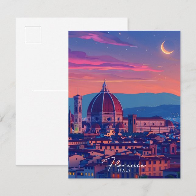 Nacht in Florenz Italien Reisen Postkarte (Vorne/Hinten)