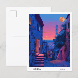 Nacht in Girona Spanien Reise Postkarte