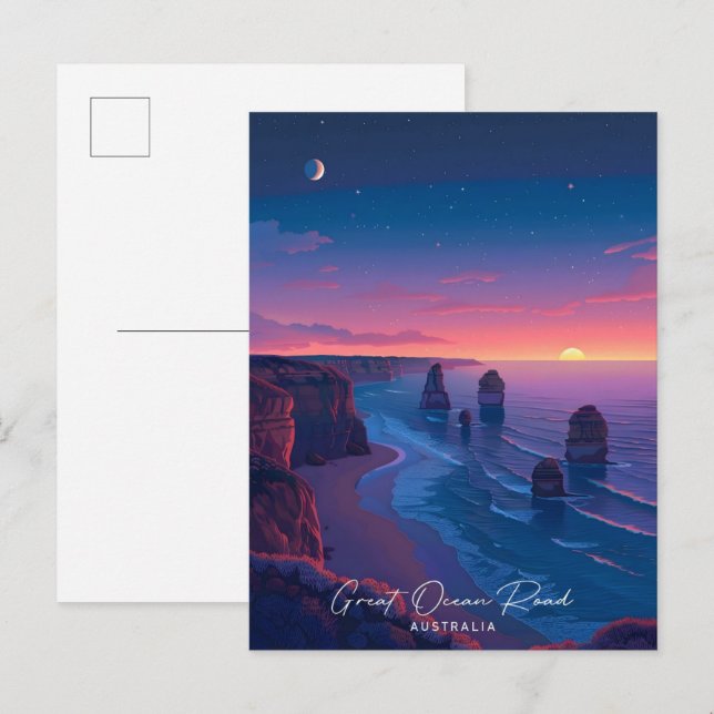 Nacht in Great Ocean Road Australien Reisen Postkarte (Vorne/Hinten)