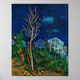 Nacht in Haifa, Stadtbild Landschaftsbild Malerei  Poster