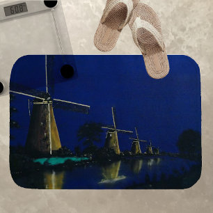 Nacht in Kinderdijk Badematte