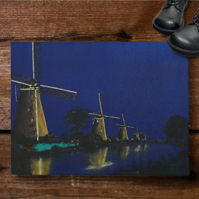 Nacht in Kinderdijk Fußmatte (Von Creator hochgeladen)