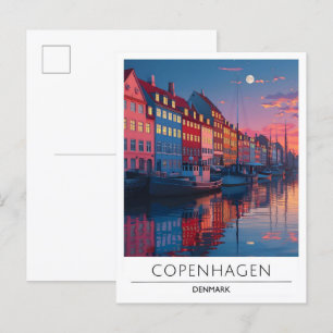 Nacht in Kopenhagen Dänemark Reise Postkarte