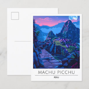 Nacht in Machu Picchu Peru Reise Postkarte