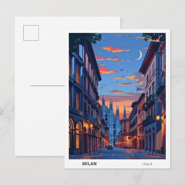 Nacht in Mailand Italien Reisen Postkarte (Vorne/Hinten)