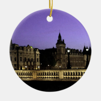 Nacht in Paris-Aquarell Keramik Ornament