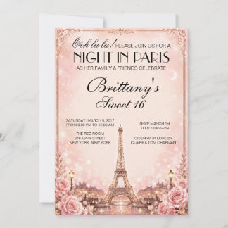 Nacht in Paris Sweet 16 individuelle Einladung