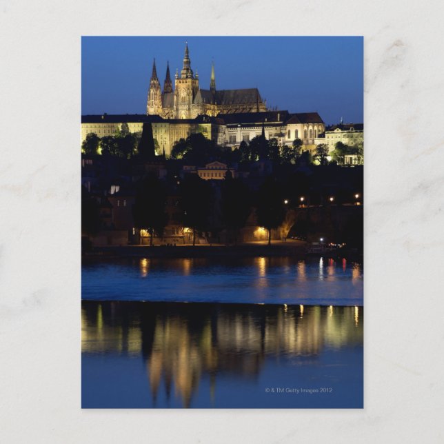 Nacht in Prag, Tschechische Republik Postkarte (Vorderseite)