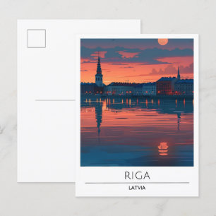 Nacht in Riga Lettland Reise Postkarte