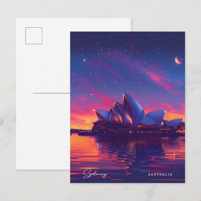 Nacht in Sydney Australien Reisen Postkarte (Vorne/Hinten)