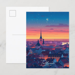 Nacht in Tallinn Estland Reisen Postkarte