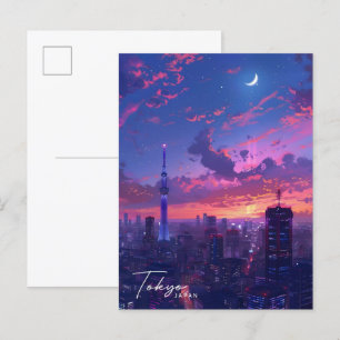 Nacht in Tokio Japan Reisen Postkarte