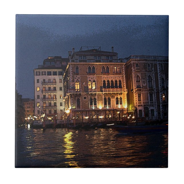 Nacht in Venedig Fliese (Vorderseite)
