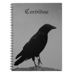 Nacht mit Corvidae Notizblock