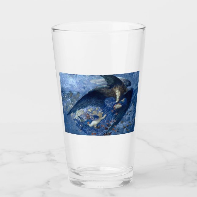 Nacht mit ihrer Train of Stars (Engel mit Cherubs) Glas (Vorderseite)