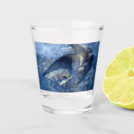 Nacht mit ihrer Train of Stars (Engel mit Cherubs) Schnapsglas