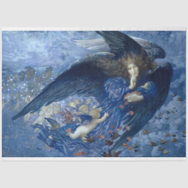 Nacht mit ihrer Train of Stars (Engel mit Cherubs) Seidenpapier (Vorderseite)