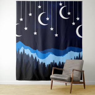Nacht mit Mondporträt Wandteppich