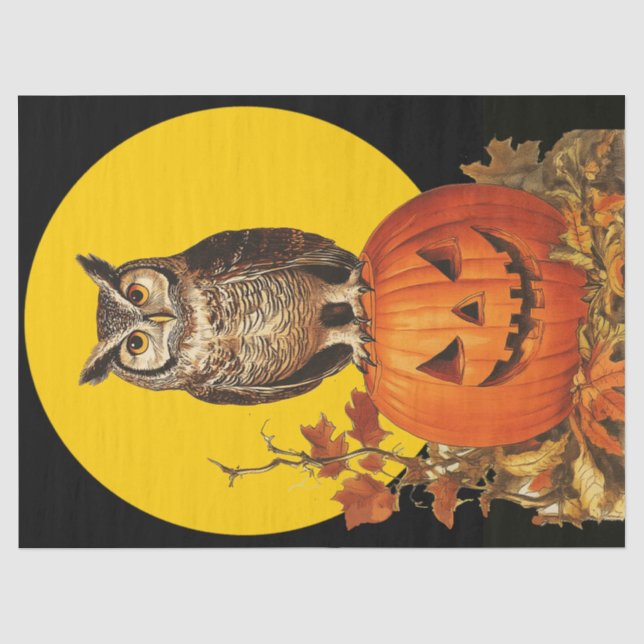 NACHT OWL VOLLES MONDHALLOWEEN-PARTY SEIDENPAPIER (Vorderseite)