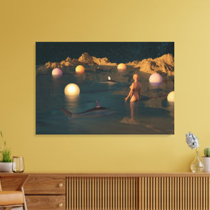 Nacht Schwimmen Leinwanddruck