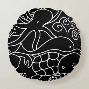 Nacht schwimmen rundes kissen