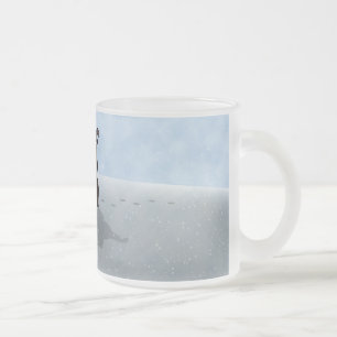 Nacht Snowy Raindeer Mattglastasse