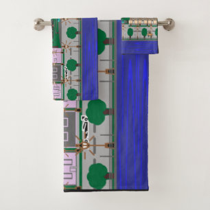 Nacht Stadt Badhandtuch Set