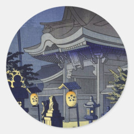Nacht Szene von Kitano Shrine Asano Takeji Runder Aufkleber