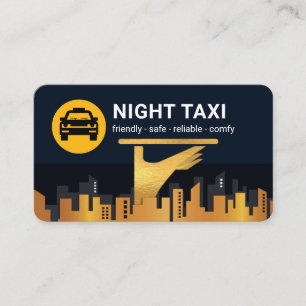 Nacht-Taxidienst Stadt-Silhouette Visitenkarte