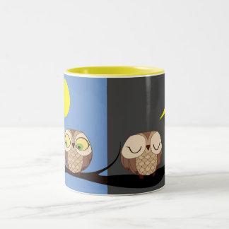 Nacht-und Tageseulen Zweifarbige Tasse