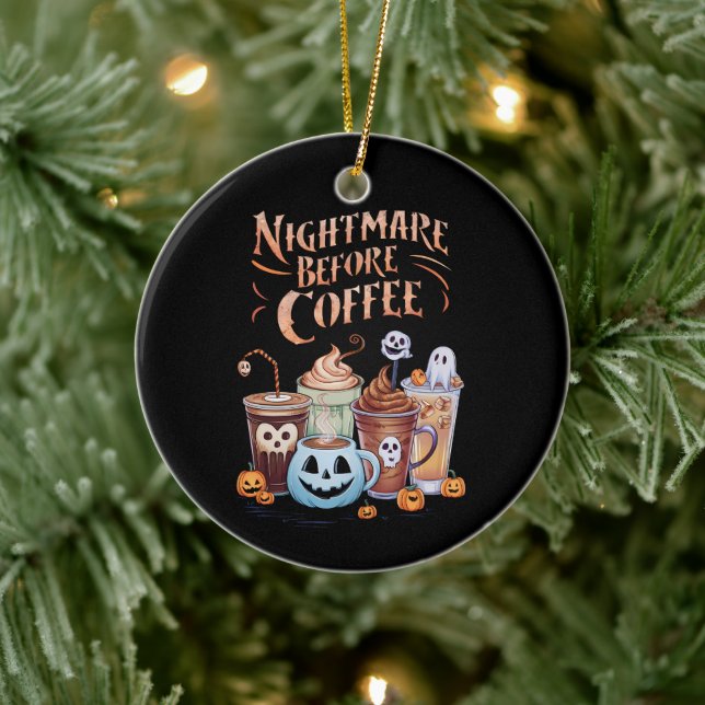 Nacht vor Coffee Pumpkin Gewürz Halloween Keramik Ornament (Baum)