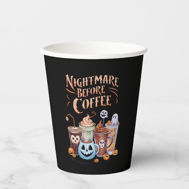 Nacht vor Coffee Pumpkin Gewürz Halloween Pappbecher (Vorderseite)