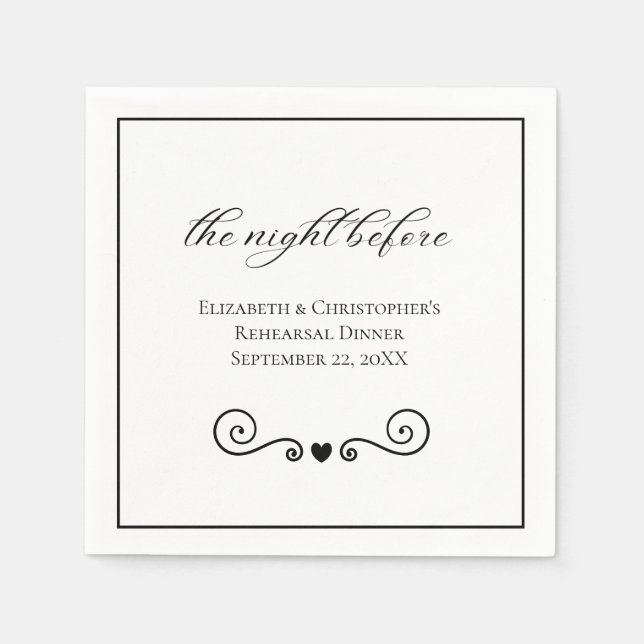 Nacht vor Minimalistischer Probe Abendessen Serviette (Vorderseite)
