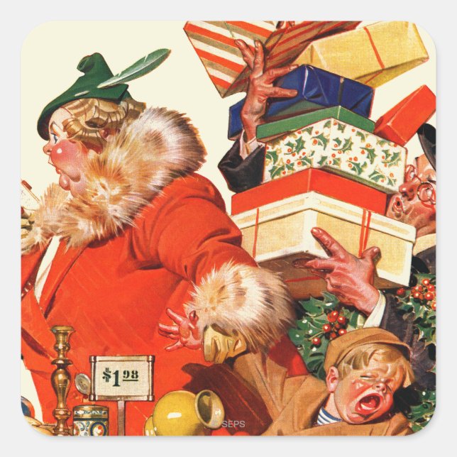 Nacht vor Weihnachten Quadratischer Aufkleber (Vorderseite)