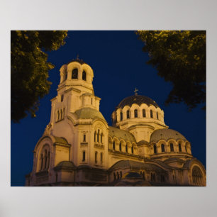 Nachtansicht der Alexander-Newski-Kathedrale Poster