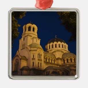 Nachtansicht der Kathedrale Alexander Newski Silbernes Ornament