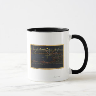 Nachtansicht des Bucht-Ballungsraumes Tasse