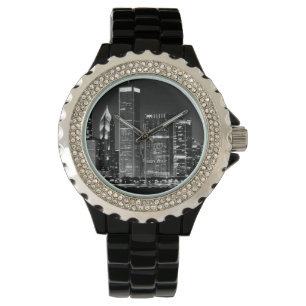 Nachtansicht von Chicagos berühmtem Stadtbild Armbanduhr