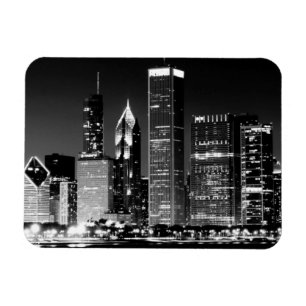 Nachtansicht von Chicagos berühmtem Stadtbild Magnet