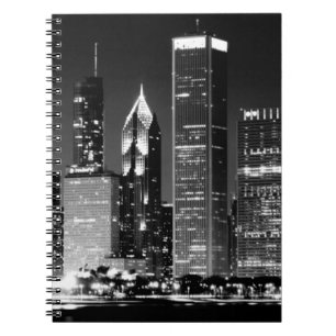 Nachtansicht von Chicagos berühmtem Stadtbild Notizblock