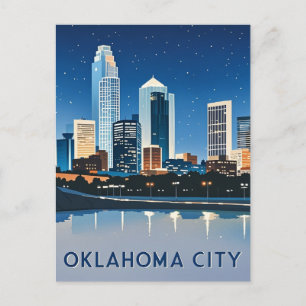 Nachtansicht von Oklahoma City Postkarte