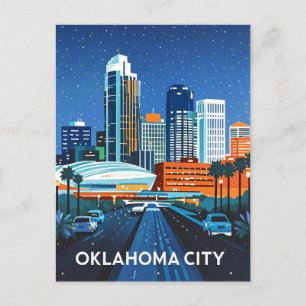 Nachtansicht von Oklahoma City Postkarte