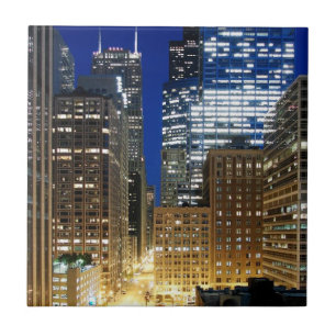 Nachtansicht von Stadtbild von Chicago Fliese