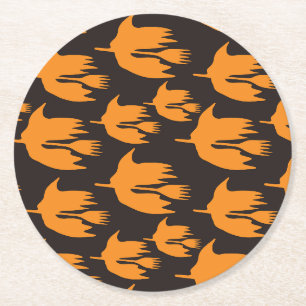 Nachtaufenthaltsreise - nahtloses Halloween-Muster Runder Pappuntersetzer