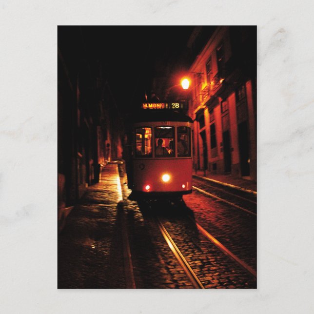 Nachtbahn in Lissabon Postkarte (Vorderseite)
