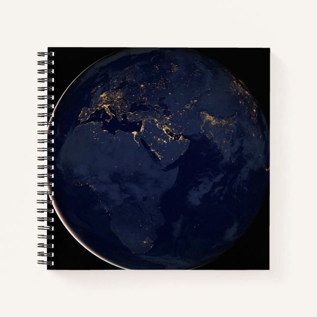 Nachtbeleuchtung in Europa, Afrika und im Nahen Os Notizbuch (Vorderseite)
