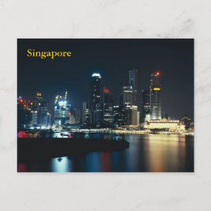Nachtbeleuchtung in Singapur Postkarte