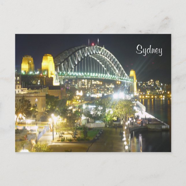 Nachtbeleuchtung von Sydney Postkarte (Vorderseite)