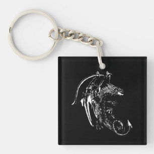 Nachtbestie Drache Mystische Kreatur Design Schlüsselanhänger